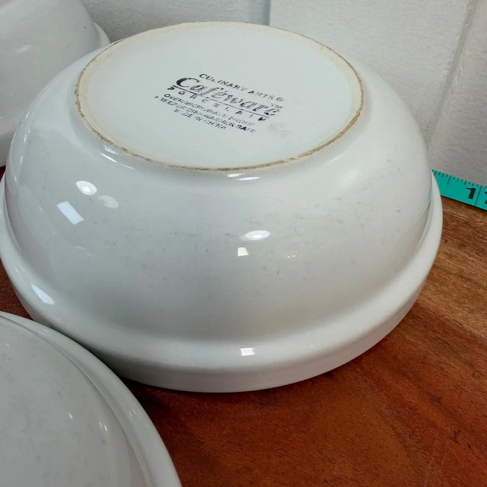 Culinary Arts Cafeware White Porcelain Pasta/Salad/soupBowls Set of 4 6-1/4